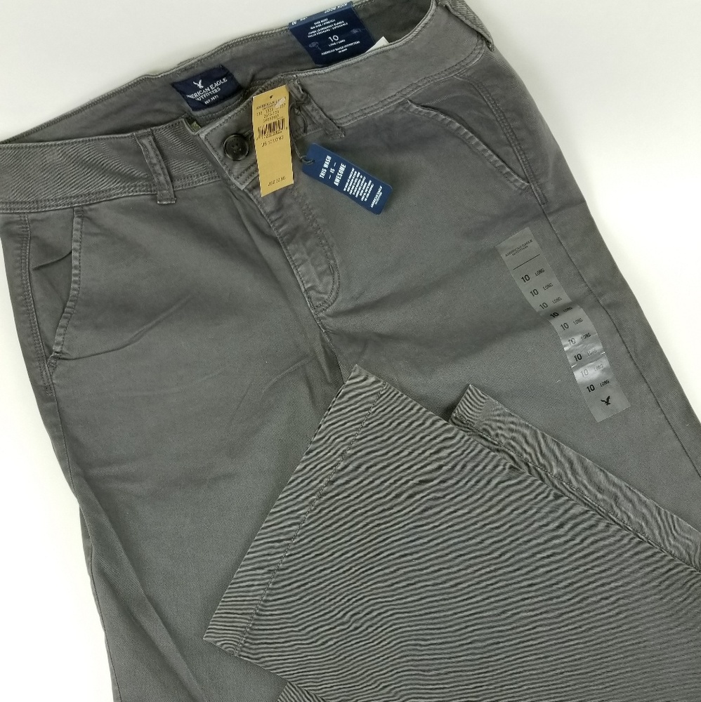 NWT AMERICAN EAGLE KHAKIS SZ 10L MID-RISE BOOTCUT